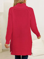 Slit Turtleneck Long Sleeve Sweater (5)