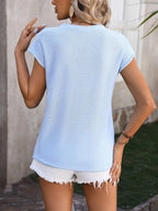 Rolled Cap Sleeve Round Neck Sweater Vest (8)