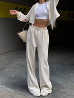 Zip Up Hoodie Wide-leg Pants Set (7)