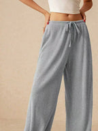 Ribbed Drawstring Wide Leg Pants (9)