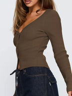 Ribbed Knit Button-down Cardigan (4)