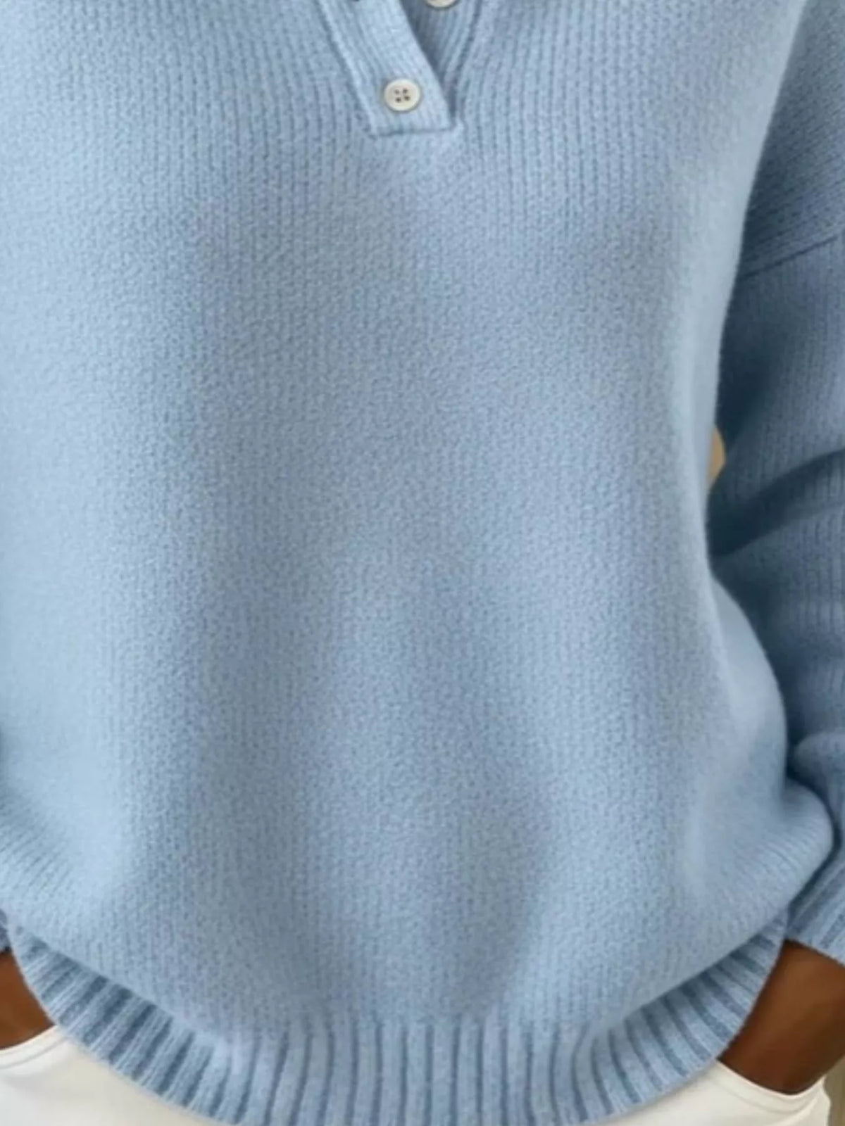 Full Size Button Detail Dropped Shoulder Sweater Plus (3)