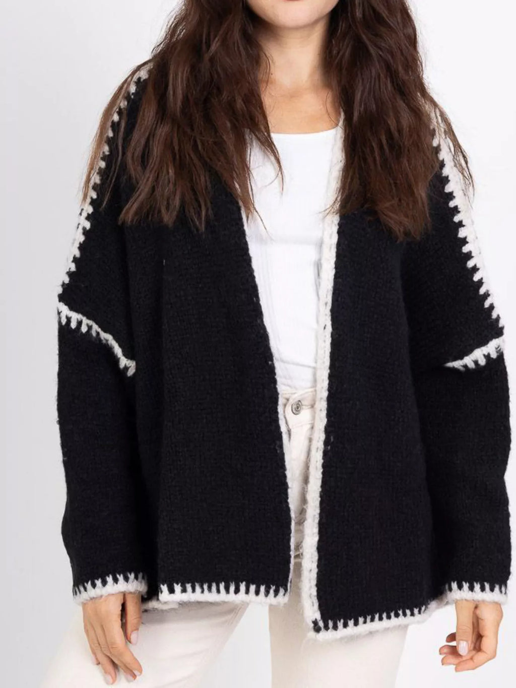 Contrast Trim Open Front Cardigan (13)