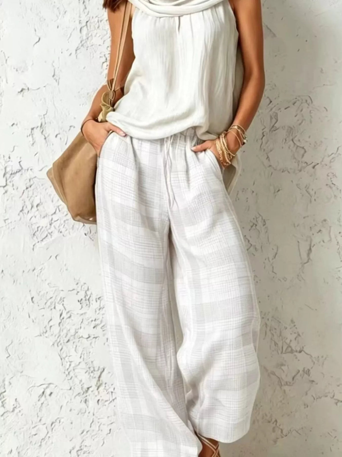 Plaid Wide-leg Two-piece Set (12)