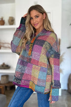 Full Size Plaid Dropped Shoulder Fleece Hoodie Plus (15)
