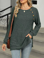 Round Neck Knit Button Top (7)
