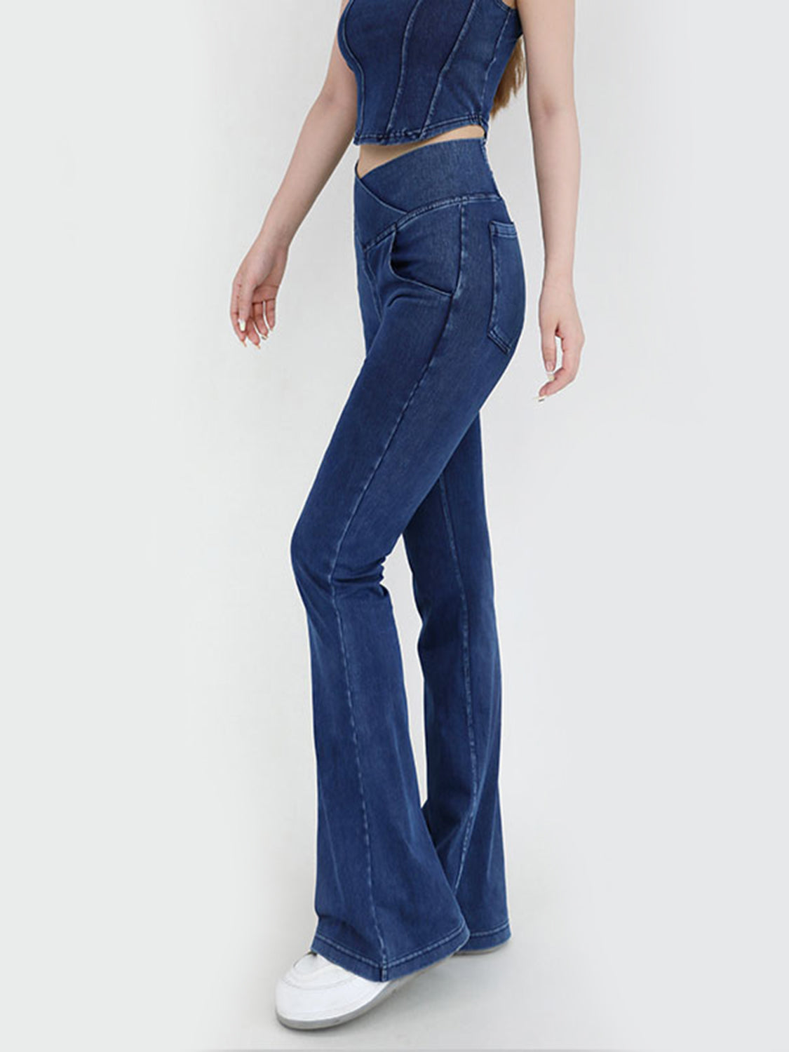 Wide Waistband Bootcut Jeans Pockets (2)