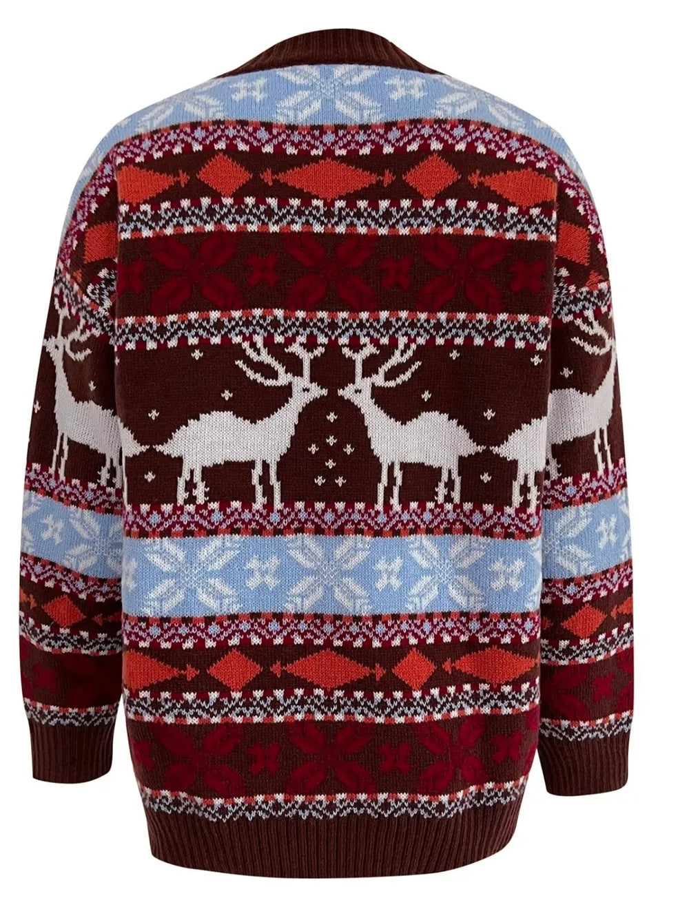 Geometric Round Neck Dropped Shoulder Sweater (10)
