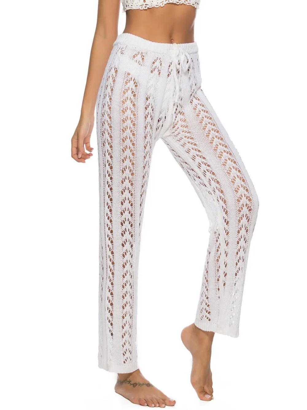 Cutout Drawstring High Waist Swim Pants (7)