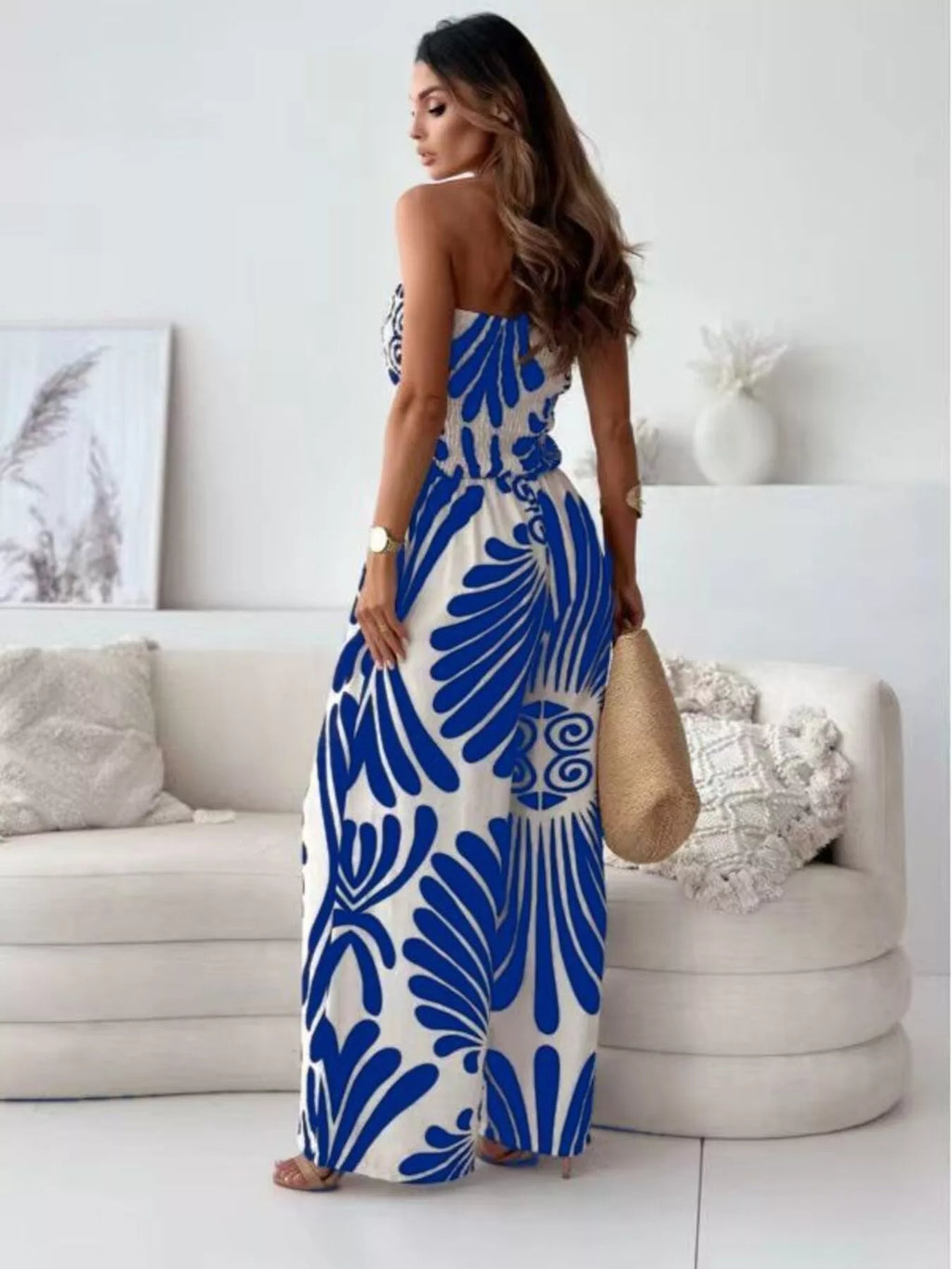 Printed Strapless Wide-leg Jumpsuit (9)