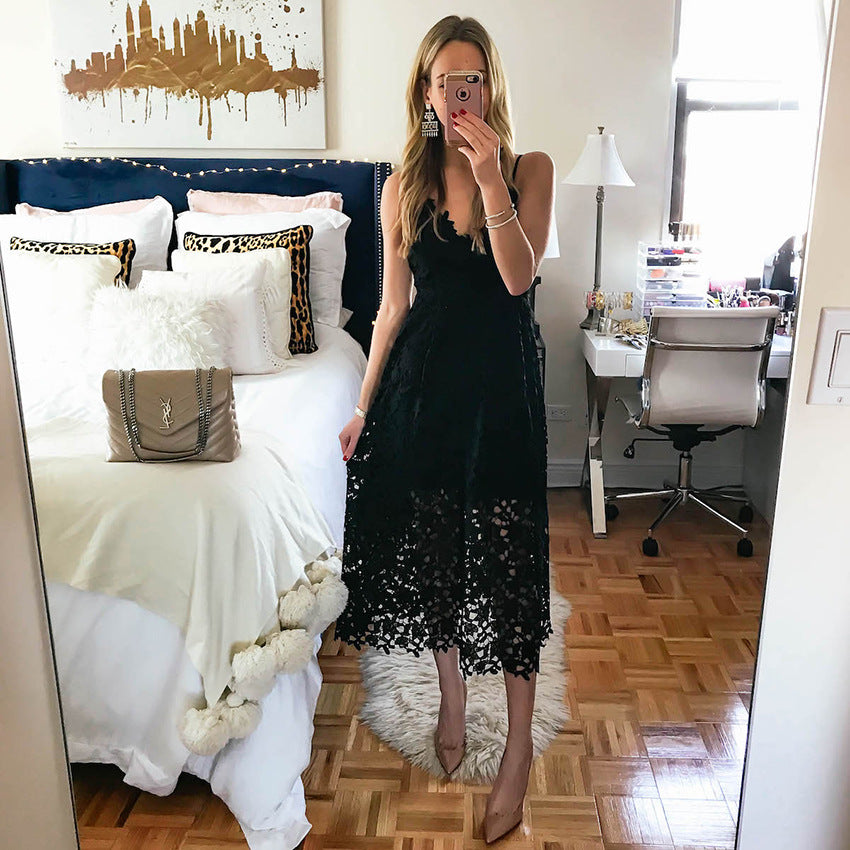 Summer Lace Slip Dress variant CJNSSYLY00236-Black-M|CJNSSYLY00236-Black-S|CJNSSYLY00236-Black-XL|CJNSSYLY00236-Black-L
