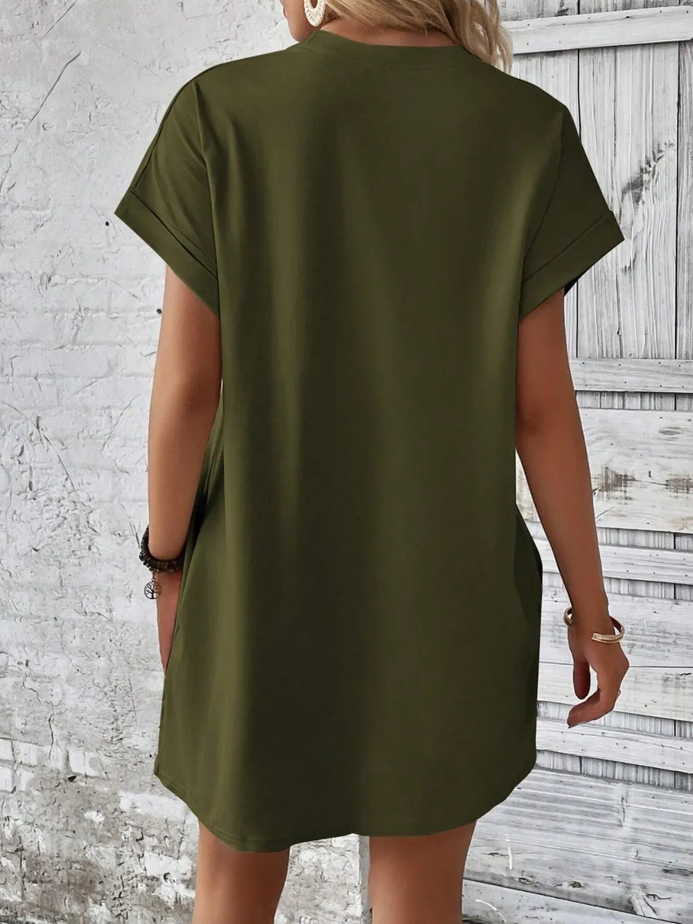 Round Neck Short Sleeve Mini Dress (27)