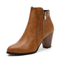 Pu Leather Block Heel Boots (4)