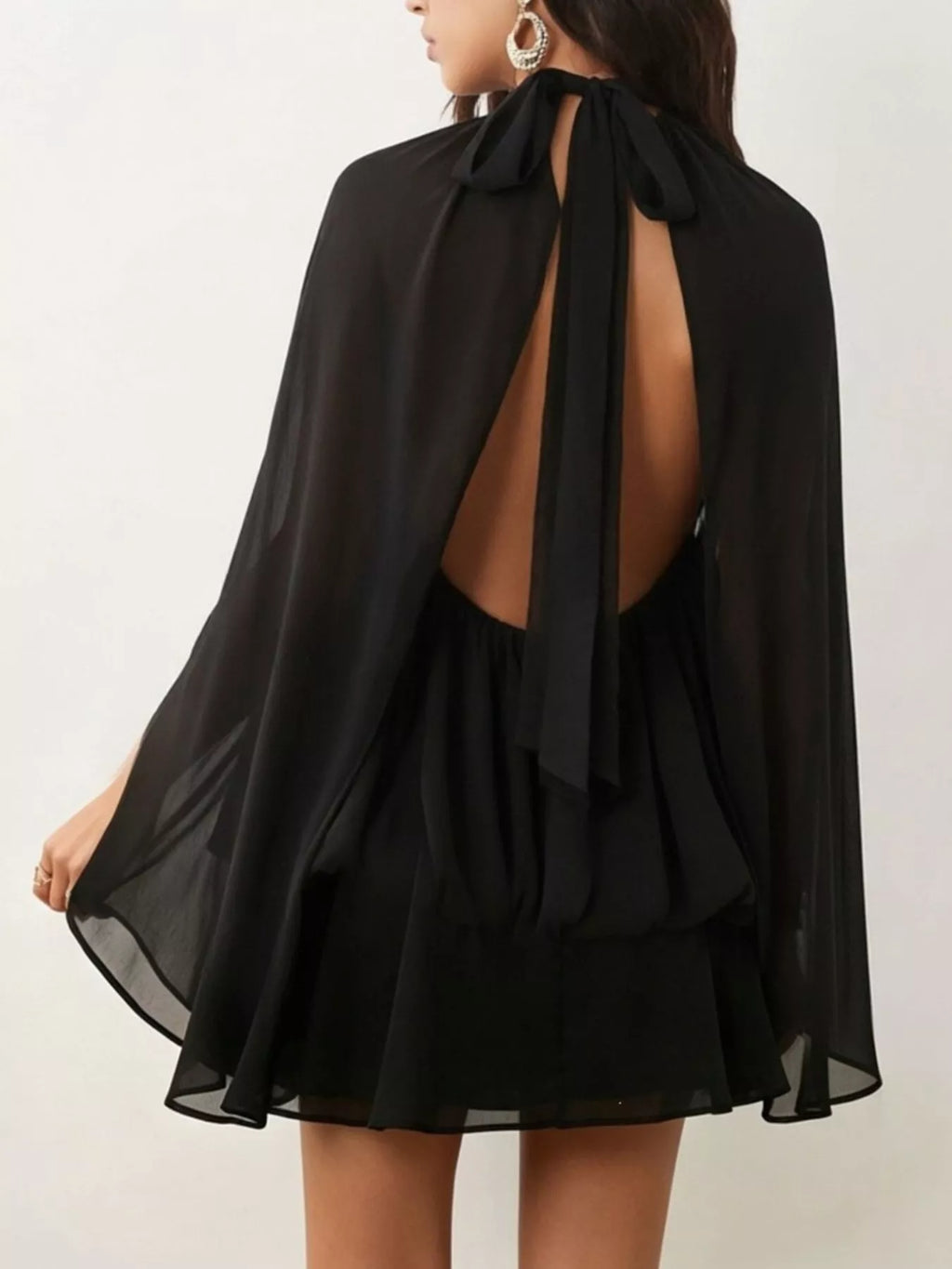 Tie Back Flare Sleeve Mini Dress (4)