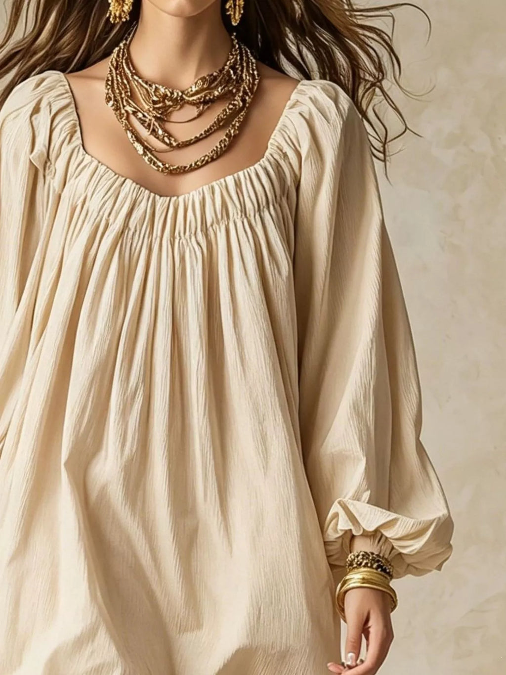 Flowy Balloon Sleeve Mini Dress (10)