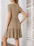 Round Neck Short Sleeve Mini Tee Dress (2)