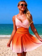 V-neck Gradient One-piece Swimsuit (10)