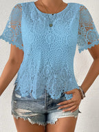 Lace Short Sleeve Blouse (12)