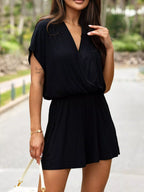 Short-sleeve V-neck Ribbed Romper (6)