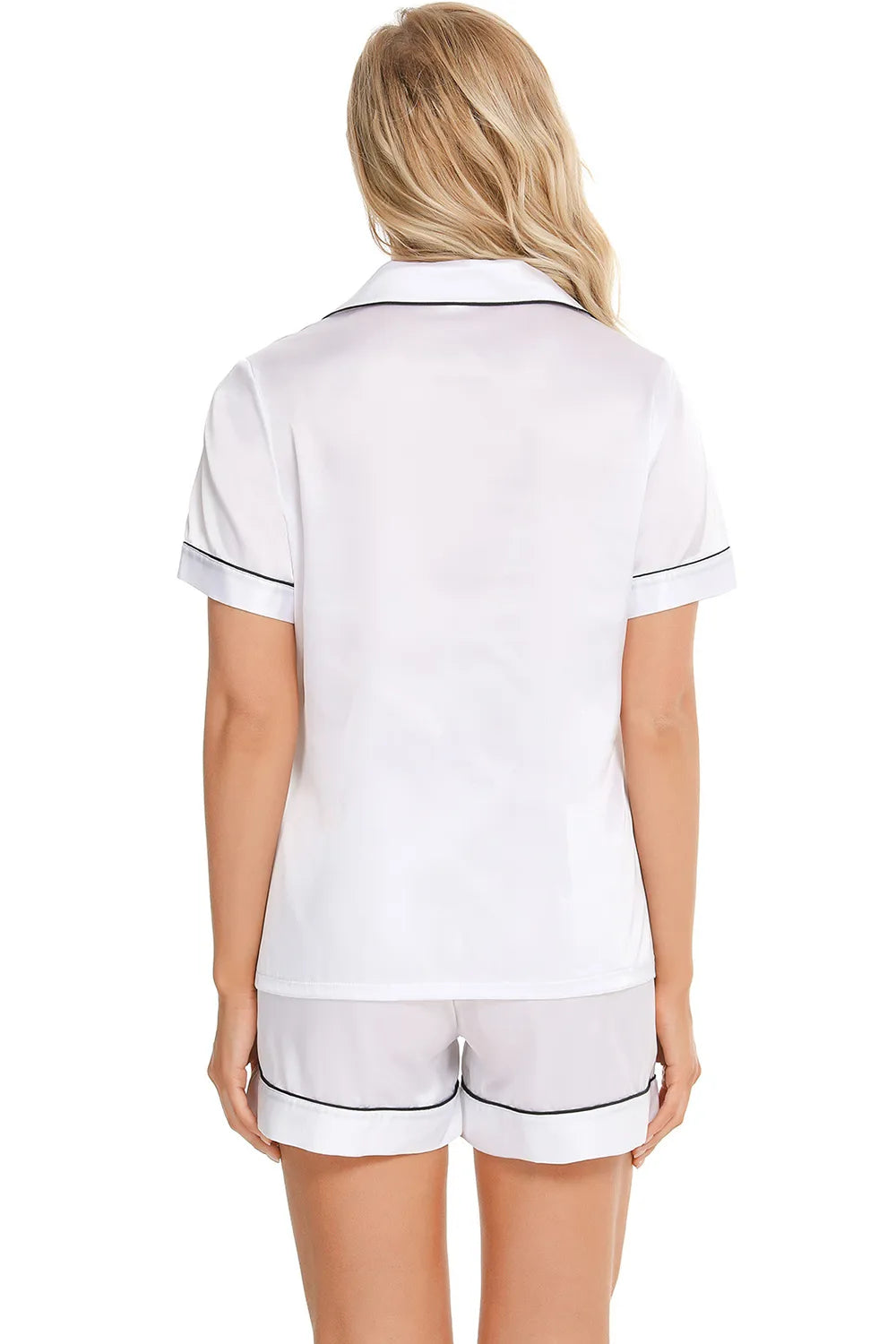 Printed Button Up Short Sleeve Top Shorts Lounge Set (18)