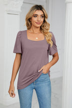 Square Neck Puff Sleeve T-shirt (4)
