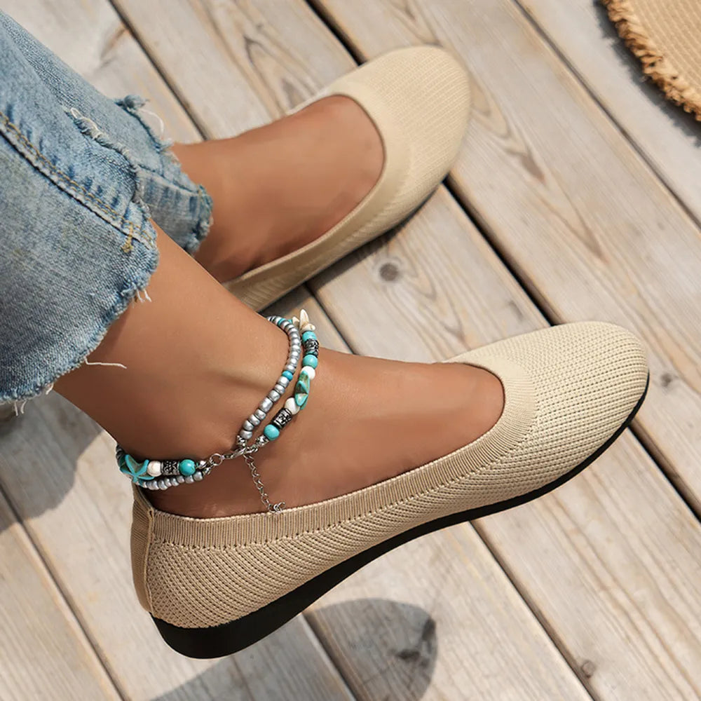 Round Toe Knit Ballet Flats (14)