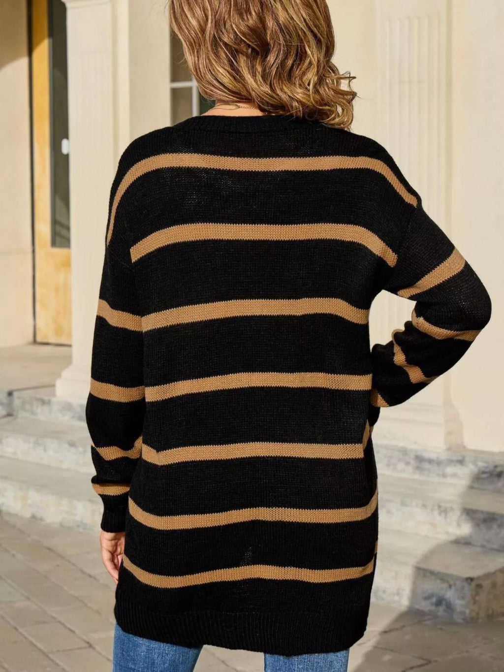 Striped Button-down Knit Cardigan (15)