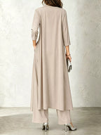 Full Size Cowl Neck Top Cardigan Pants Set Plus (3)