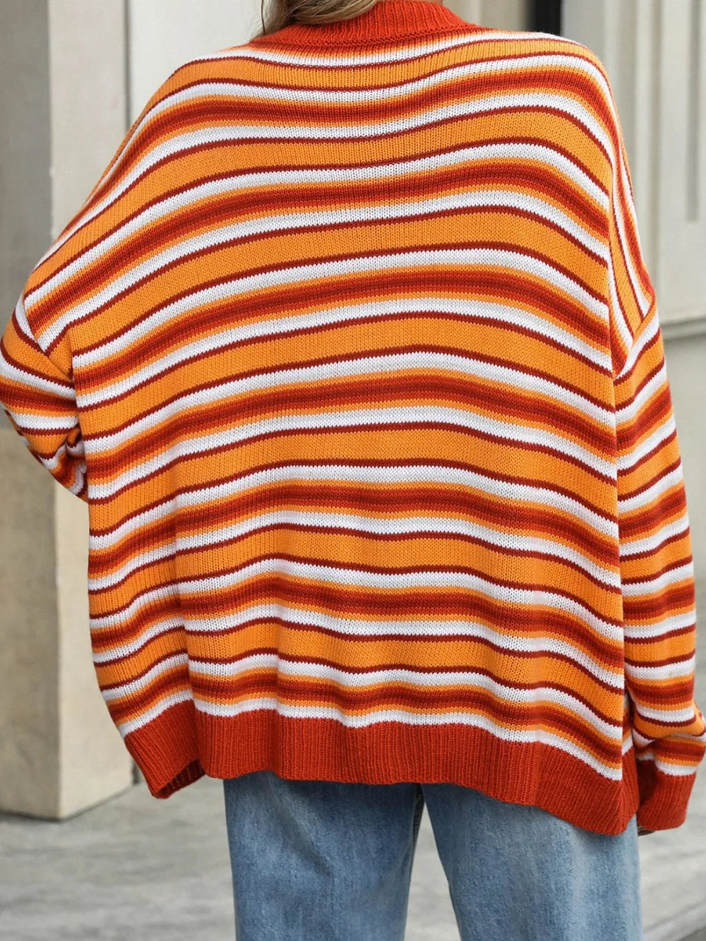 Striped Mock Neck Long Sleeve Sweater (7)
