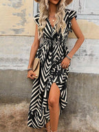 Ruffled Cap Sleeve Midi Dress (2)