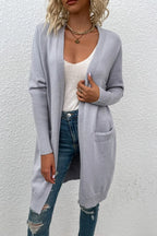 Open Front Long Sleeve Cardigan Pockets (6)