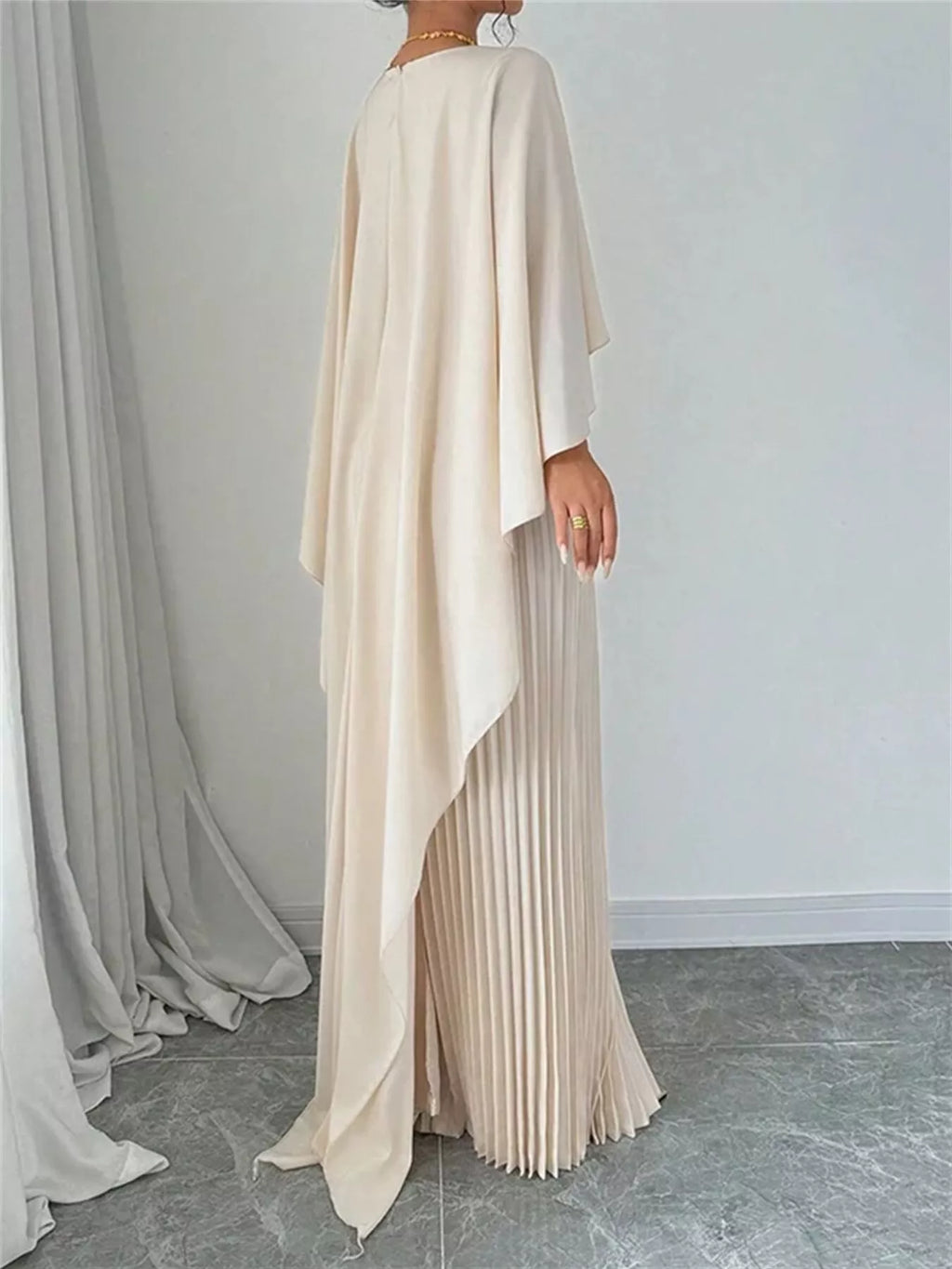 Cape Pleated Maxi Dress (6)