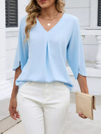 V-neck 3/4 Sleeve Blouse