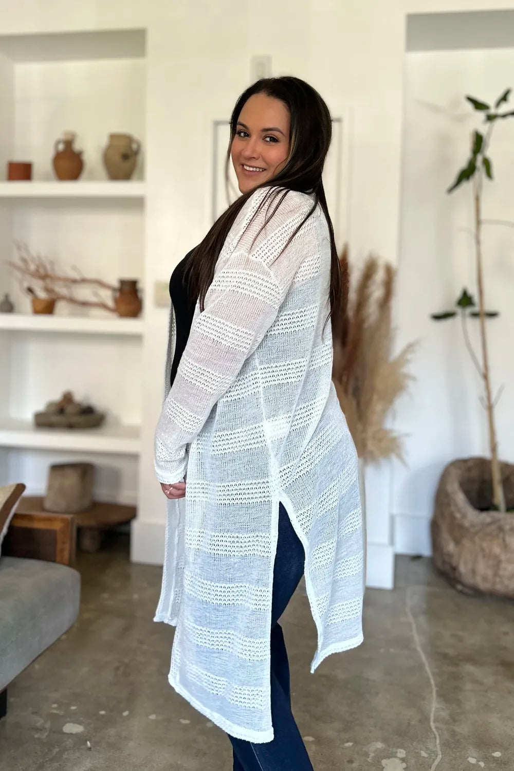 Full Size Open Front Longline Cardigan (26)
