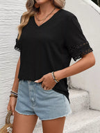 V-neck Hollow-out Sleeve T-shirt (8)