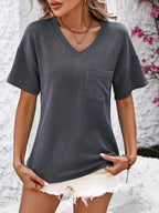 V-neck Dropped Shoulder T-shirt (8)
