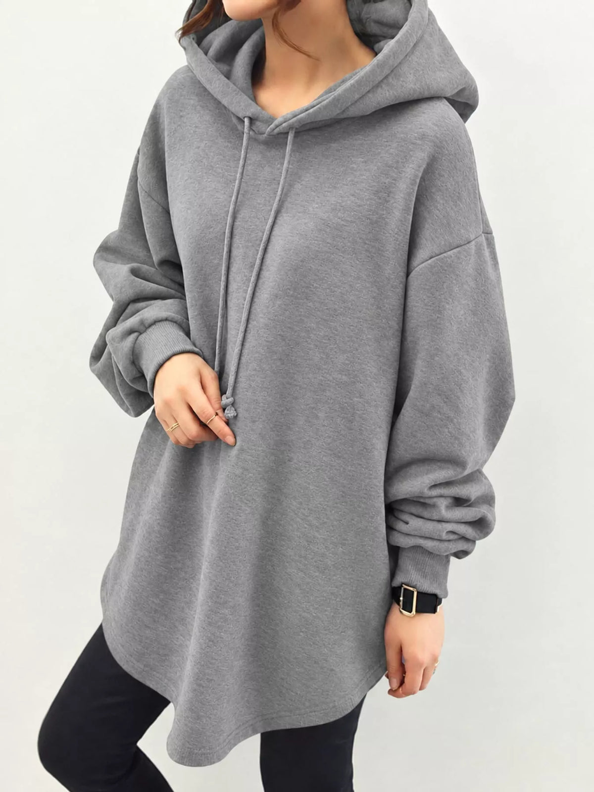 Full Size Drawstring Dropped Shoulder Hoodie Plus (7)