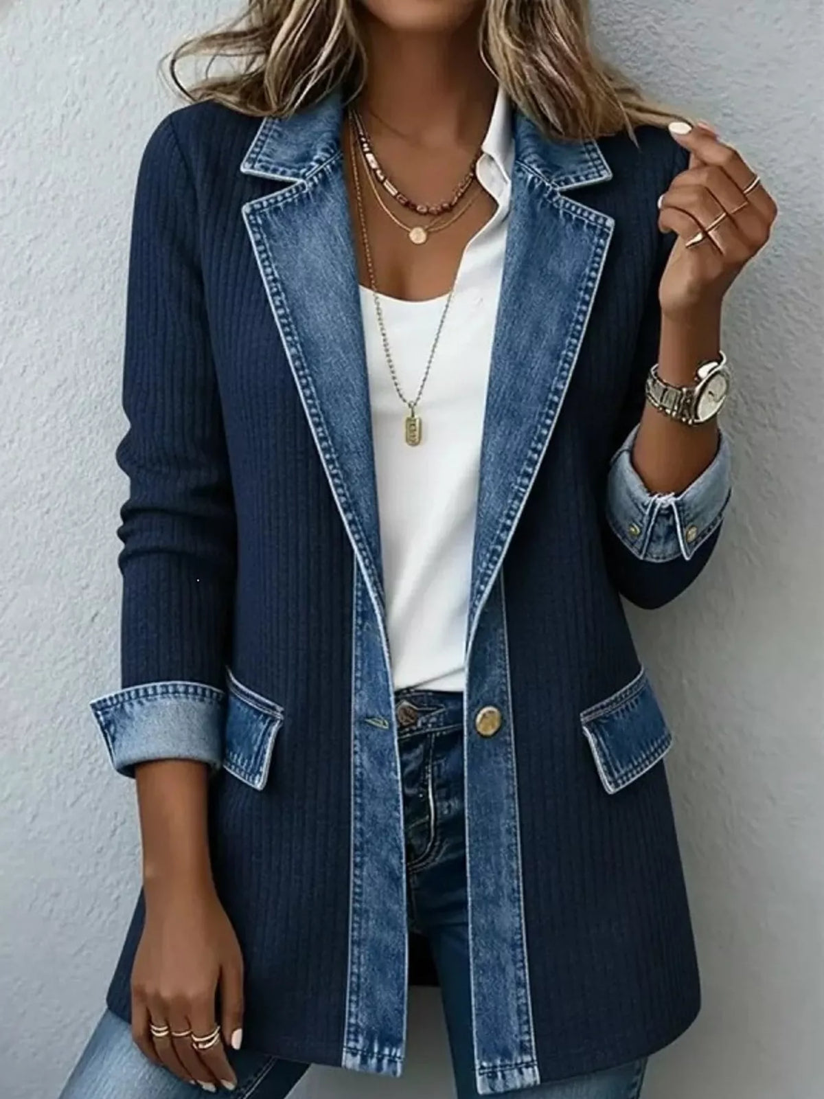 Full Size Denim Trim Ribbed Knit Cardigan Plus (27)