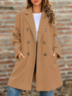 Full Size Double-breasted Lapel Collar Coat Plus (4)