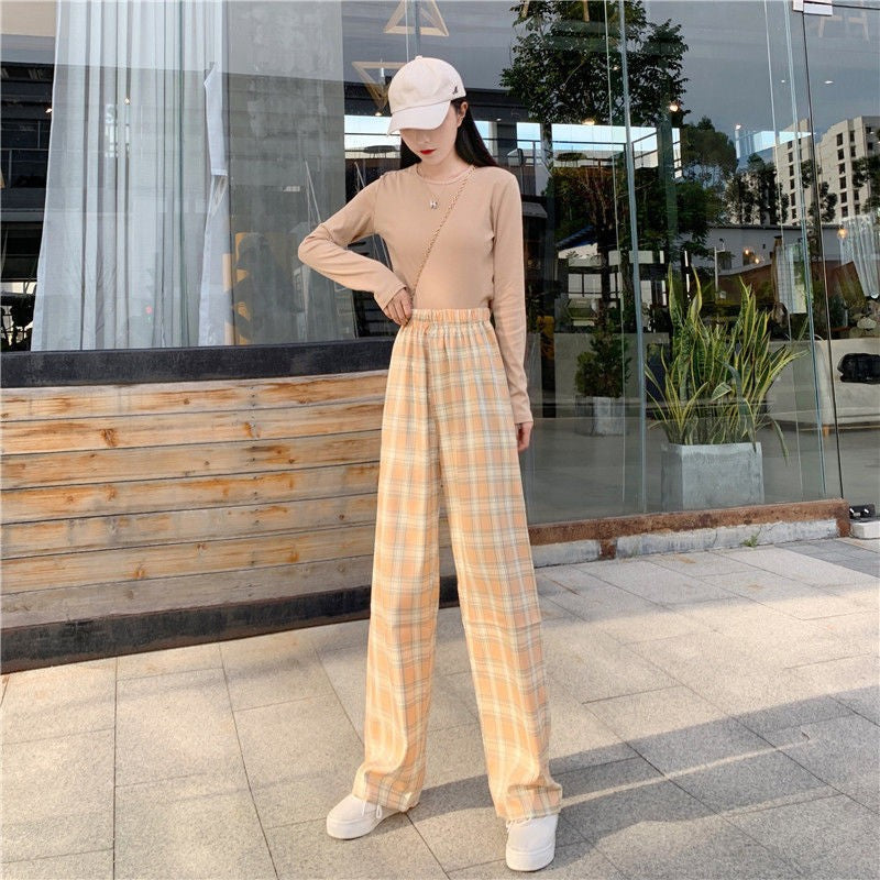 Plaid Wide Leg Pants Casual variant CJKT135150105EV