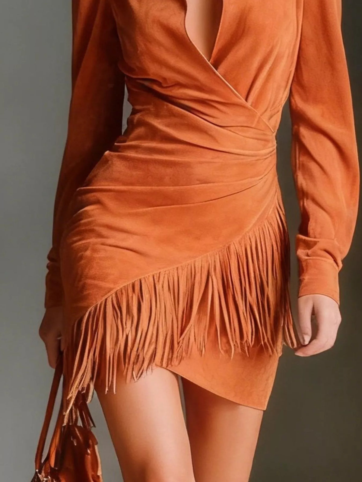 Fringed Long Sleeve Mini Dress (7)