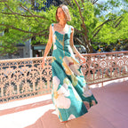 Printed Strap Slimming Maxi Dress photo 3