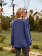 Puff Sleeve Ruffle Trim Blouse (6)