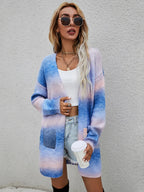 Full Size Pocketed Open Front Gradient Cardigan (10)