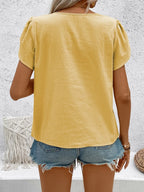 Notched Short Sleeve Blouse (13)