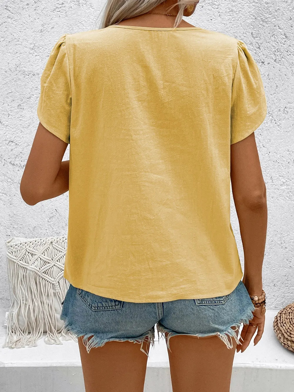 Notched Short Sleeve Blouse (13)