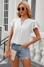 Notched Cap Sleeve T-shirt