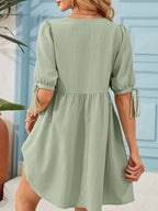 Tie-neck Puff Sleeve A-line Mini Dress (10)
