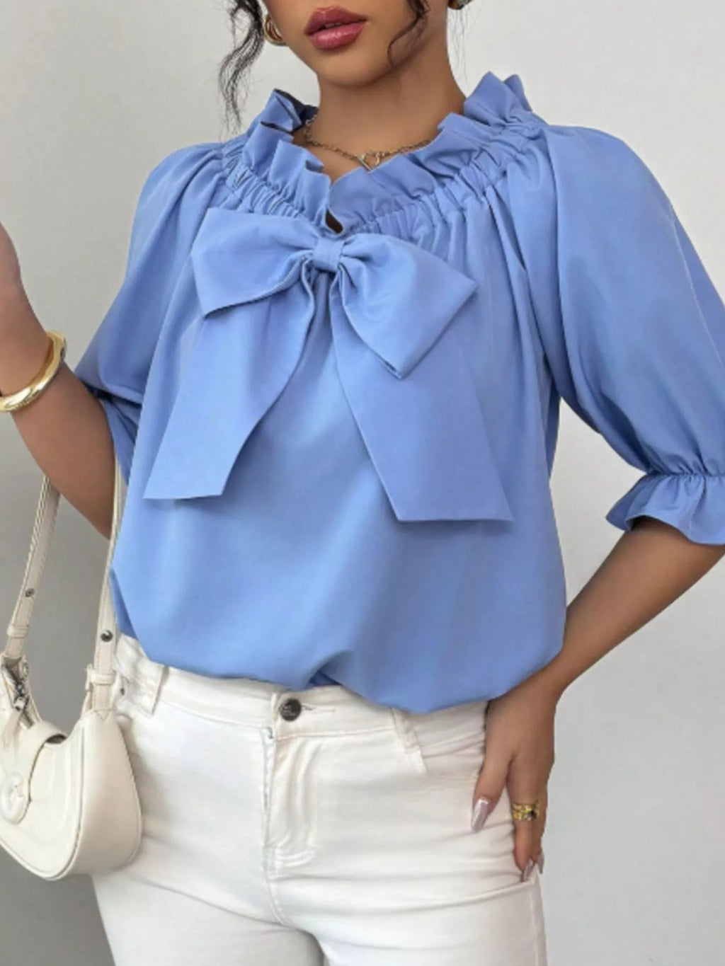 Bow Flounce Sleeve Blouse (25)