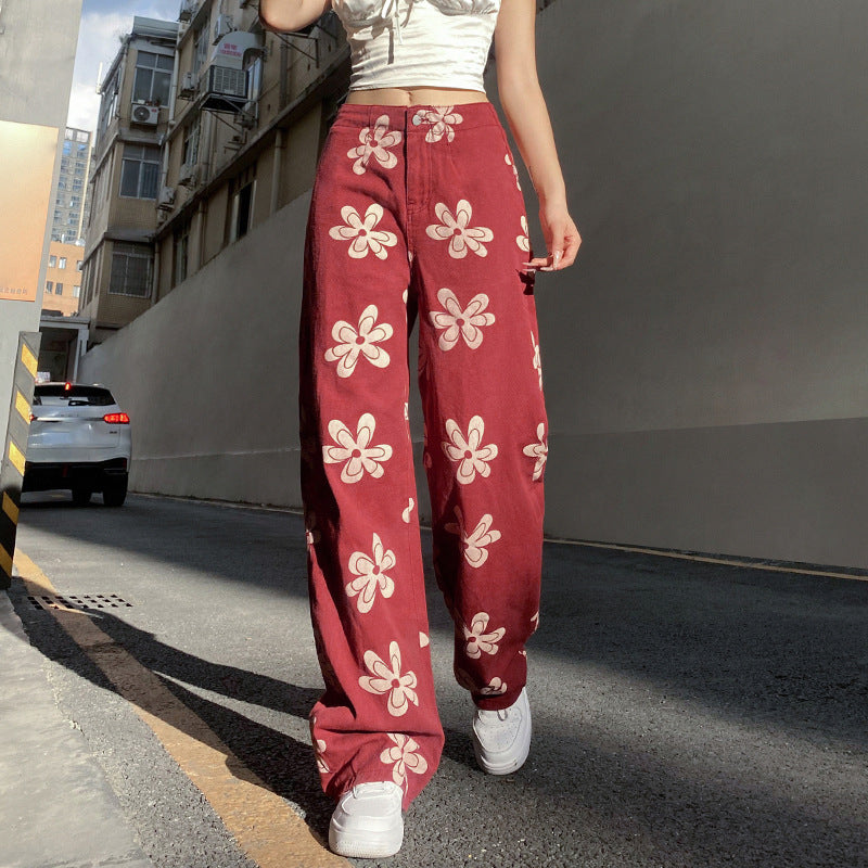 Printed Low-rise Wide-leg Jeans photo 2